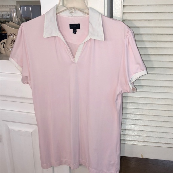 Burberry Golf Novo Check Plaid Collar Soft Pink White trim. Course 2 cocktails! - Picture 3 of 17